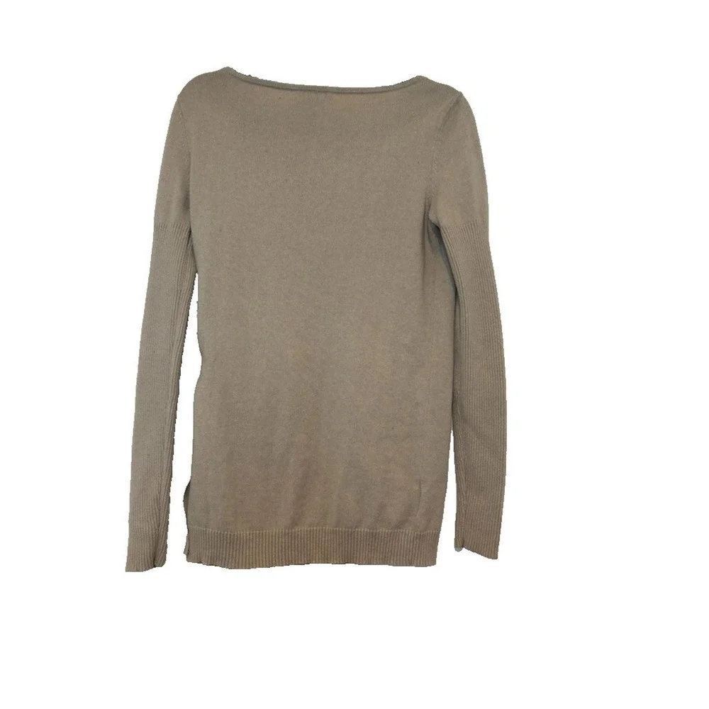 Loft sz M beige ribbed long sleeve elegant‎ sweater bow tie at waist #1896